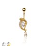 316L SURGICAL STEEL MULTI CZ HEART AND SNAKE NON DANGLE BELLY BUTTON NAVEL RING 
